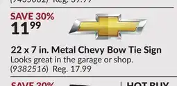 Princess Auto 22 x 7 in. Metal Chevy Bow Tie Sign offer