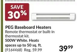 Princess Auto PEG Baseboard Heaters offer