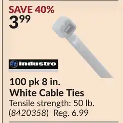 Princess Auto 100 pk 8 in. White Cable Ties offer
