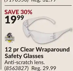 Princess Auto 12 pr Clear Wraparound Safety Glasses offer