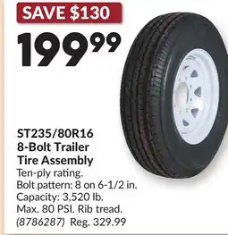 Princess Auto ST235/80R16 8-Bolt Trailer Tire Assembly offer