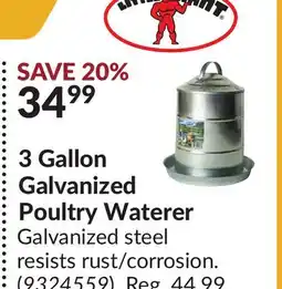 Princess Auto 3 Gallon Galvanized Poultry Waterer offer