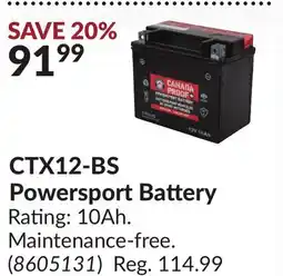 Princess Auto CTX12-BS Powersport Battery offer
