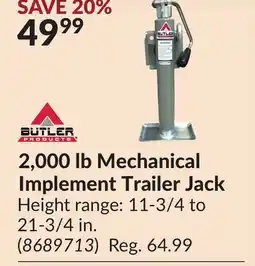 Princess Auto 2,000 lb Mechanical Implement Trailer Jack offer