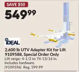 Princess Auto 2,600 lb UTV Adapter Kit for Li 9109588, Special Order Only offer