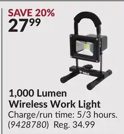Princess Auto 1,000 Lumen Wireless Work Light offer