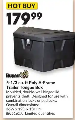 Princess Auto 5-1/3 cu. ftPoly A-Frame Trailer Tongue Box offer