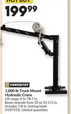 Princess Auto 1,000 lb Truck Mount Hydraulic Crane offer