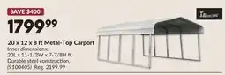 Princess Auto 20 x 12 x 8 ftMetal-Top Carport offer