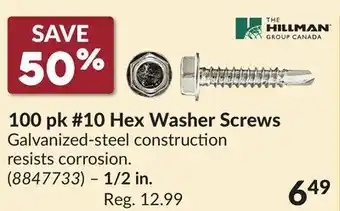 Princess Auto 100 pk #10 Hex Washer Screws offer