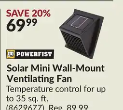 Princess Auto Solar Mini Wall-Mount Ventilating Fan offer