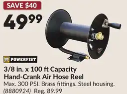 Princess Auto 3/8 in. x 100 ftCapacity Hand-Crank Air Hose Reel offer