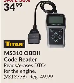 Princess Auto MS310 OBDII Code Reader offer