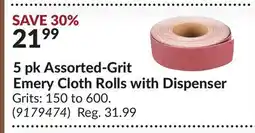 Princess Auto 5 pk Assorted-Grit Emery Cloth Rolls with Dispenser offer