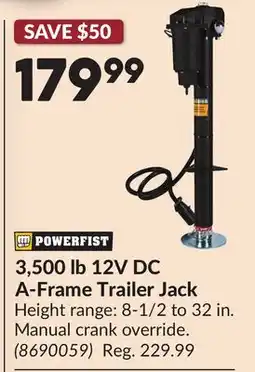 Princess Auto 3,500 lb 12V DC A-Frame Trailer Jack offer