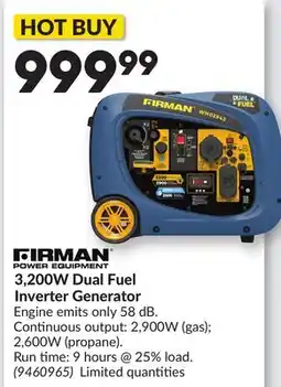 Princess Auto 3,200W Dual Fuel Inverter Generator offer