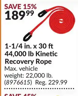 Princess Auto 1-1/4 in. x 30 44,000 lb Kinetic Recovery Rope offer