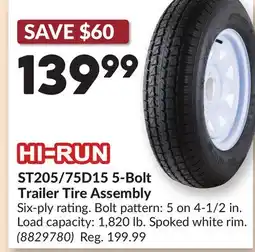 Princess Auto ST205/75D15 5-Bolt Trailer Tire Assembly offer