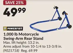 Princess Auto 1,000 lb Motorcycle Swing-Arm Rear Stand offer