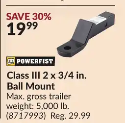 Princess Auto Class III 2 x 3/4 in. Ball Mount offer