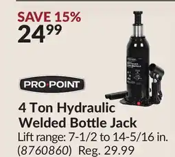 Princess Auto 4 Ton Hydraulic Welded Bottle Jack offer