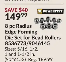Princess Auto 8 pc Radius Edge Forming Die Set for Bead Rollers 8536773/9046145 offer
