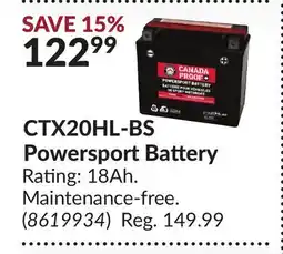 Princess Auto CTX20HL-BS Powersport Battery offer