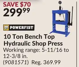 Princess Auto 10 Ton Bench Top Hydraulic Shop Press offer