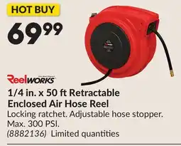 Princess Auto 1/4 in. x 50 ftRetractable Enclosed Air Hose Reel offer