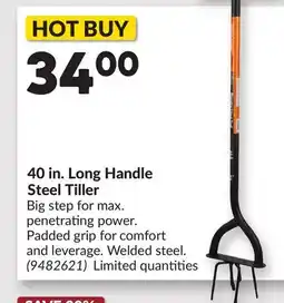 Princess Auto 40 in. Long Handle Steel Tiller offer