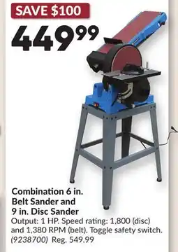 Princess Auto Combination 6 in. Belt Sander and 9 in. Disc Sander offer