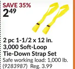Princess Auto 2 pc 1-1/2 x 12 in. 3,000 Soft-Loop Tie-Down Strap Set offer