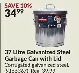 Princess Auto 37 Litre Galvanized Steel Garbage Can with Lid offer