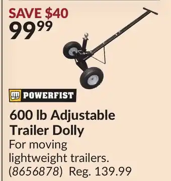 Princess Auto 600 lb Adjustable Trailer Dolly offer