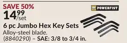 Princess Auto SAE: 3/8 to 3/4 in. 6 pc Jumbo Hex Key Sets offer