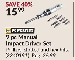 Princess Auto 9 pc Manual Impact Driver Set offer