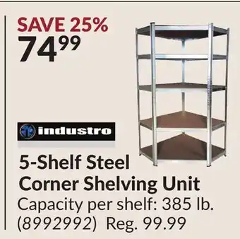 Princess Auto 5-Shelf Steel Corner Shelving Unit offer
