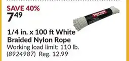 Princess Auto 1/4 in. x 100 ftWhite Braided Nylon Rope offer