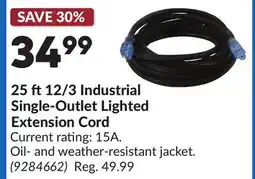Princess Auto 25 ft12/3 Industrial Single-Outlet Lighted Extension Cord offer