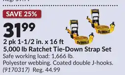 Princess Auto 2 pk 1-1/2 in. x 16 5,000 lb Ratchet Tie-Down Strap Set offer