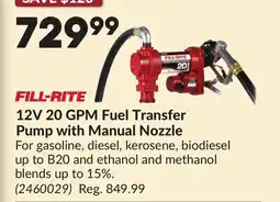 Princess Auto 12V 20 GPM Fuel Transfer Pump with Manual Nozzle offer