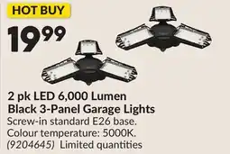 Princess Auto 2 pk LED 6,000 Lumen Black 3-Panel Garage Lights offer