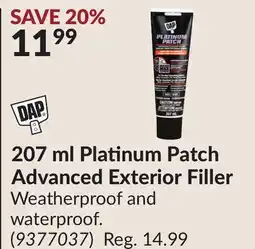 Princess Auto 207 ml Platinum Patch Advanced Exterior Filler offer