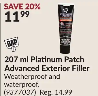 Princess Auto 207 ml Platinum Patch Advanced Exterior Filler offer