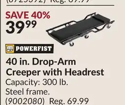 Princess Auto 40 in. Drop-Arm Creeper with Headrest offer