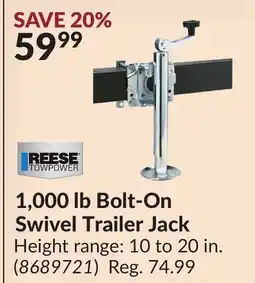 Princess Auto 1,000 lb Bolt-On Swivel Trailer Jack offer