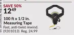 Princess Auto 100 ftx 1/2 in. Measuring Tape offer