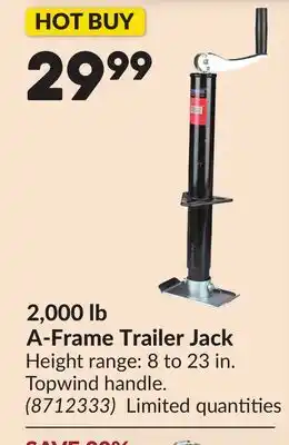 Princess Auto 2,000 lb A-Frame Trailer Jack offer