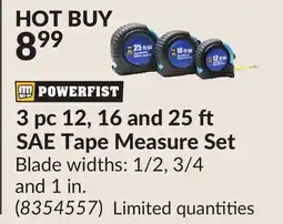Princess Auto 3 pc 12, 16 and 25 SAE Tape Measure Set offer