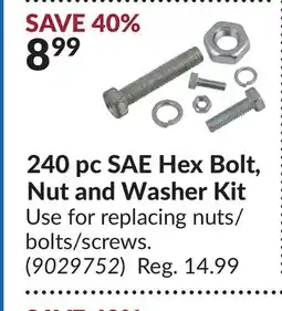 Princess Auto 240 pc SAE Hex Bolt, Nut and Washer Kit offer